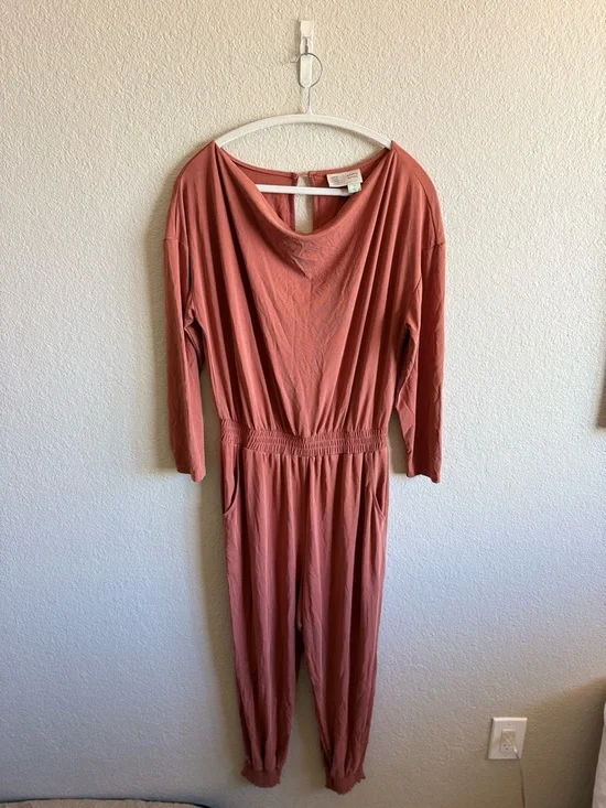 Anthropologie Saturday Sunday Dylan Cowl Neck Jumpsuit Loungewear Casual Rust - Picture 2 of 10